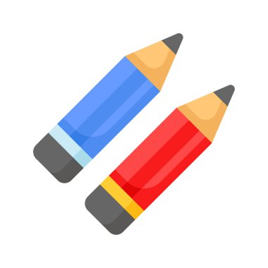 Beyaz arkaplanda izole edilmiş, modaya uygun tasarım tarzında bir kurşun kalem vektörü