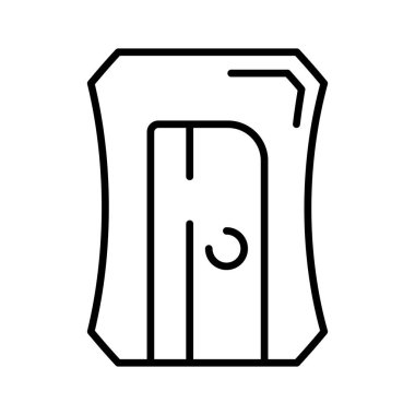 Modern tarzda keskinleştiricinin görsel olarak mükemmel simgesi, okul malzemeleri, kalem öğütücü vektörü