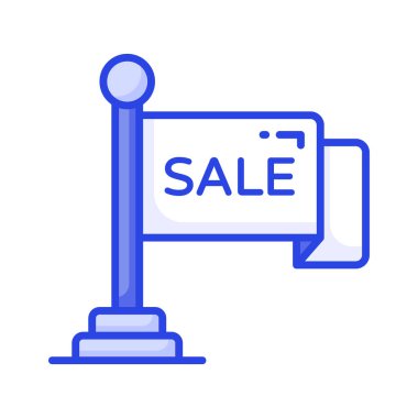 İndirimli bayrak direği vektör tasarımı beyaz arkaplanda izole