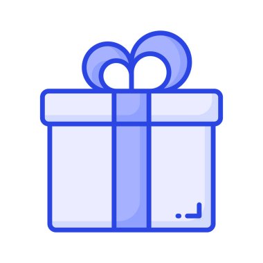 Handcrafted icon of gift box, isolated on white background
