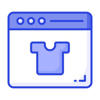 Tişört web sitesi içinde konsept alışveriş simgesi, alışveriş web sitesi vektörü