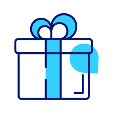 Handcrafted icon of gift box, isolated on white background