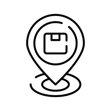 Parcel inside placeholder denoting concept icon of delivery location