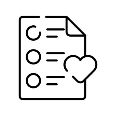 Paper with heath denoting concept icon of wishlist, ready for premium download