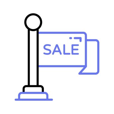 İndirimli bayrak direği vektör tasarımı beyaz arkaplanda izole