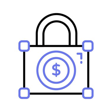 Dollar coin inside padlock showing concept icon of secure payment, financial protection vector