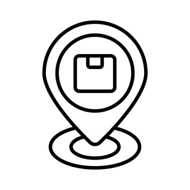 Parcel inside placeholder denoting concept icon of delivery location