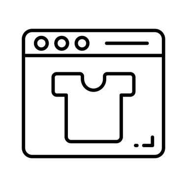 Tişört web sitesi içinde konsept alışveriş simgesi, alışveriş web sitesi vektörü