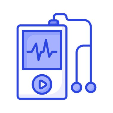 Modern tarzda müzik çalar simgesi, MP3 oynatıcının düzenlenebilir bir vektörü