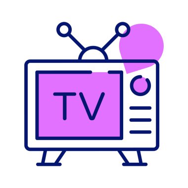 Televizyonun modern vektörü, düzenlenebilir biçimdeki klasik televizyon simgesi