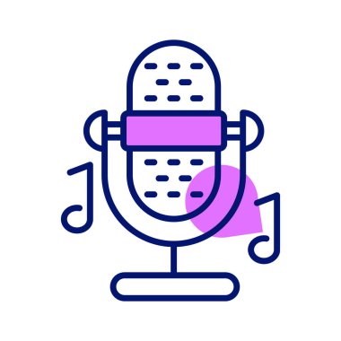 Beyaz arkaplanda izole edilmiş mikrofon vektör tasarımı, simge kullanmaya hazır