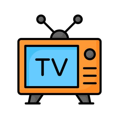 Televizyonun modern vektörü, düzenlenebilir biçimdeki klasik televizyon simgesi