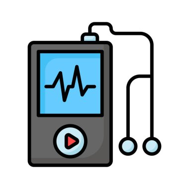 Modern tarzda müzik çalar simgesi, MP3 oynatıcının düzenlenebilir bir vektörü