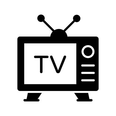 Televizyonun modern vektörü, düzenlenebilir biçimdeki klasik televizyon simgesi