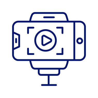 Video blog recording on mobile phone, icon of vlogging in trendy style