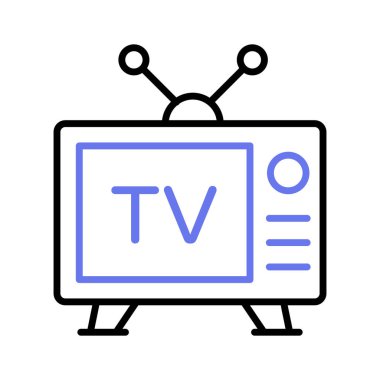Televizyonun modern vektörü, düzenlenebilir biçimdeki klasik televizyon simgesi