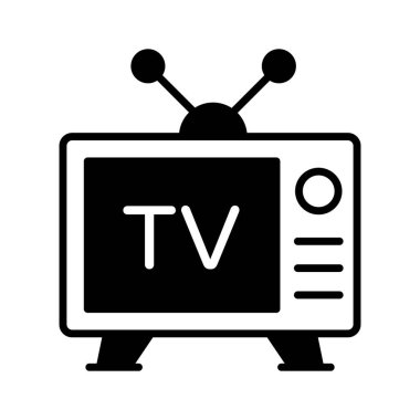 Televizyonun modern vektörü, düzenlenebilir biçimdeki klasik televizyon simgesi