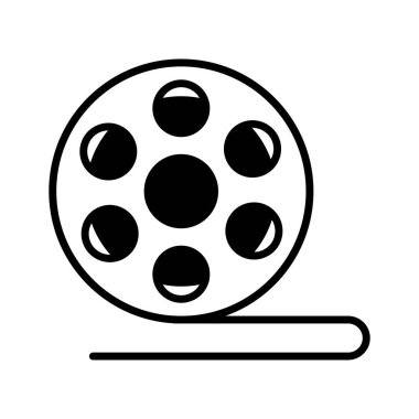 Modern tarzda film rulosunun, simge kullanmaya hazır kişiselleştirilebilir bir vektörü
