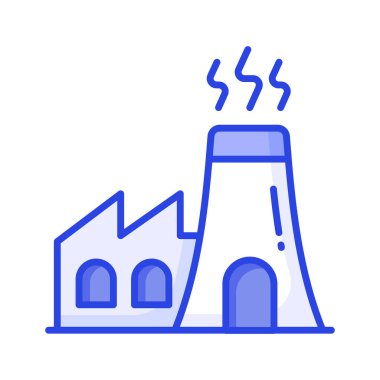 Manufacturing Plant, building with chimney showing concept icon of power plant or industry vector