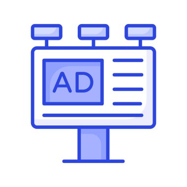 Grab this creatively crafted icon of advertisement board in trendy style