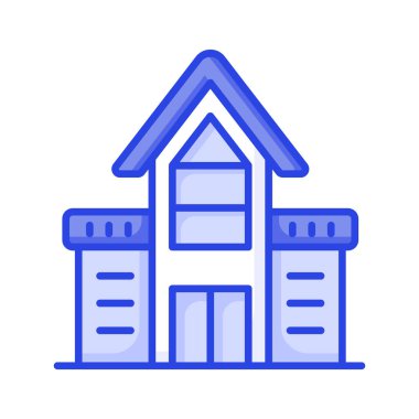 Üniversite binasının beyaz arka planda izole edilmiş bu muhteşem ikonuna sahip olun.