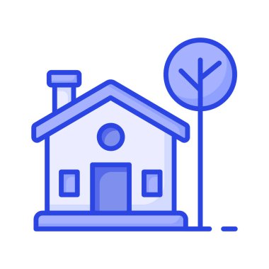 Download this premium icon of cottage in trendy style