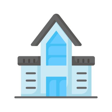 Üniversite binasının beyaz arka planda izole edilmiş bu muhteşem ikonuna sahip olun.