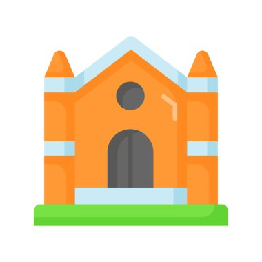 Bir Hıristiyanlık evi vektör düz stil, kilise simgesi moda tasarımı