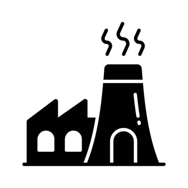 Manufacturing Plant, building with chimney showing concept icon of power plant or industry vector