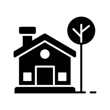 Download this premium icon of cottage in trendy style
