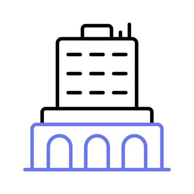 An amazing icon of commercial building, office building, apartment, isolated on white background