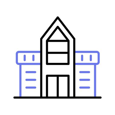 Üniversite binasının beyaz arka planda izole edilmiş bu muhteşem ikonuna sahip olun.