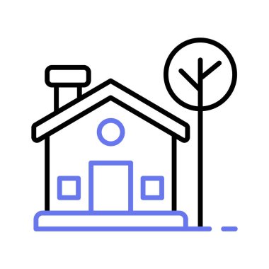 Download this premium icon of cottage in trendy style