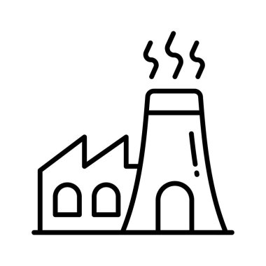 Manufacturing Plant, building with chimney showing concept icon of power plant or industry vector