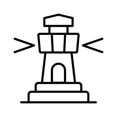 Denizdeki gemileri uyarmak ya da yönlendirmek için fener ışığı içeren bir kule. Deniz fenerinin iyi tasarlanmış simgesi.