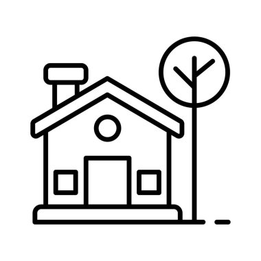 Download this premium icon of cottage in trendy style