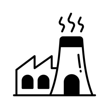 Manufacturing Plant, building with chimney showing concept icon of power plant or industry vector