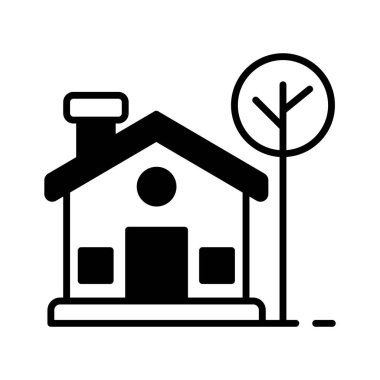 Download this premium icon of cottage in trendy style