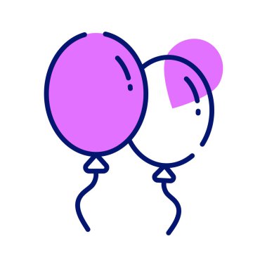 Helyum balonları vektör tasarımı, doğum günü ve parti için balonlar, ipli uçan balonlar, parti dekorasyonları.
