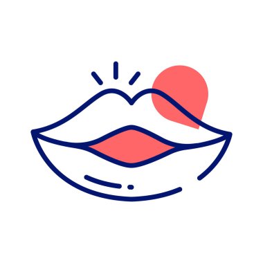 Güzel parlak dudak simgesi tasarımı, öpücük dudaklarının modaya uygun simgesi