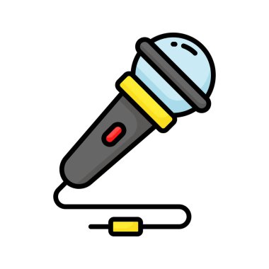 Beyaz arkaplanda izole edilmiş mikrofon vektör tasarımı, simge kullanmaya hazır