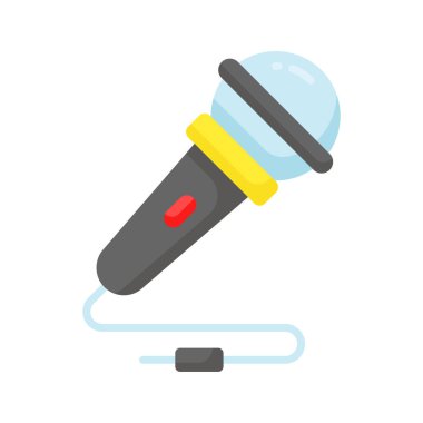 Beyaz arkaplanda izole edilmiş mikrofon vektör tasarımı, simge kullanmaya hazır