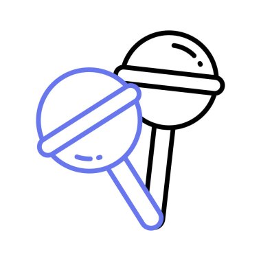 Çubuğa yapıştırılmış bu güzel lolipop ve şeker ikonunun görüntüsünü katman et.