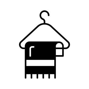 Ellerinizi şu asılı havlu ikonu tasarımına koyun, temizlik havlusunun vektörü.