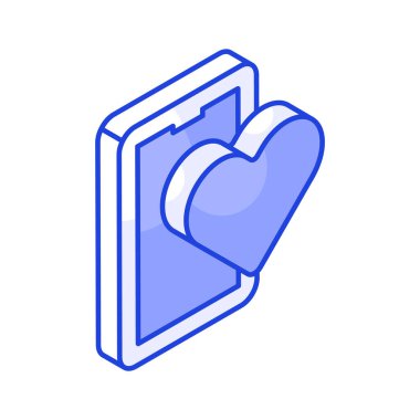 Romantik sohbetin bu modaya uygun izometrik ikonuna bir bakın, aşk mesajı vektörü