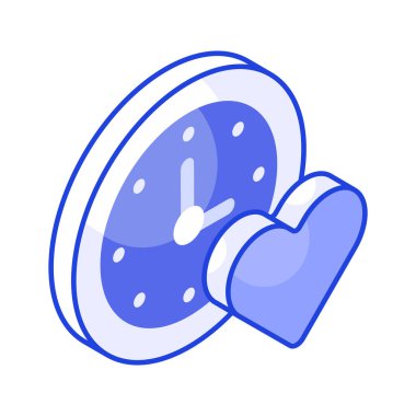 Aşk zamanı konsept vektörü ile saatin şaşırtıcı simgesi