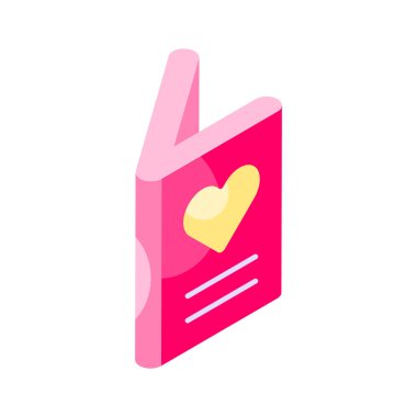 Sevgililer günü kartı, hediye kartı vektör tasarımının bu özenle hazırlanmış izometrik simgesini kontrol et