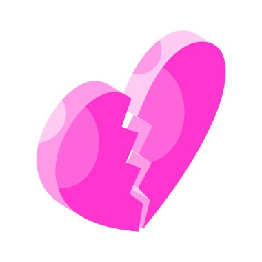 Kırık kalp ya da boşanma vektörü tasarımı, parçalanmış aşk, simge kullanmaya hazır