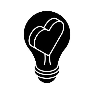 Kalp içinde ampul konsepti gösteren romantik fikir, sevgililer günü ampul vektör tasarımı