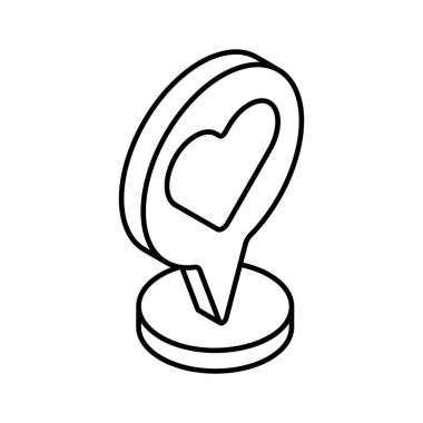 Kalp sembolü içinde romantik yerin konsept simgesini gösteriyor